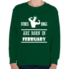 PRINTFASHION Fitnessz királyok februárban születtek - Gyerek pulóver - Sötétzöld gyerek pulóver, kardigán