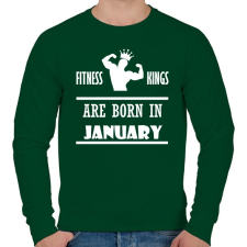 PRINTFASHION Fitnessz királyok januárban születtek - Férfi pulóver - Sötétzöld férfi pulóver, kardigán