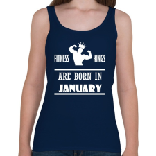 PRINTFASHION Fitnessz királyok januárban születtek - Női atléta - Sötétkék női trikó