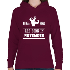 PRINTFASHION Fitnessz királyok novemberben születtek - Női kapucnis pulóver - Bordó női pulóver, kardigán