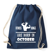 PRINTFASHION Fitnessz királyok októberben születtek - Sportzsák, Tornazsák - Sötétkék tornazsák