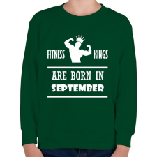 PRINTFASHION Fitnessz királyok szeptemberben születtek - Gyerek pulóver - Sötétzöld gyerek pulóver, kardigán