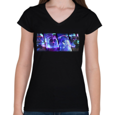 PRINTFASHION FIVE NIGHTS AT FREDDYS #3 - Női V-nyakú póló - Fekete
