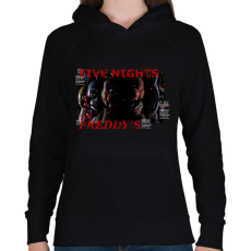 PRINTFASHION FIVE NIGHTS AT FREDDYS - Női kapucnis pulóver - Fekete