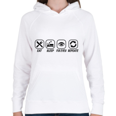 PRINTFASHION Fix eyes - Női kapucnis pulóver - Fehér