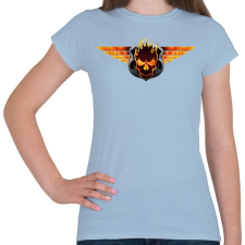 PRINTFASHION Flaming skull - Női póló - Világoskék női póló