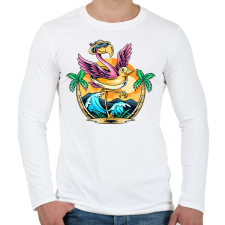PRINTFASHION Flamingo  - Férfi hosszú ujjú póló - Fehér férfi póló