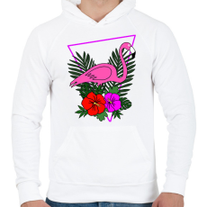 PRINTFASHION Flamingo  - Férfi kapucnis pulóver - Fehér