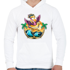 PRINTFASHION Flamingo  - Férfi kapucnis pulóver - Fehér