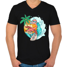 PRINTFASHION flamingo - Férfi V-nyakú póló - Fekete férfi póló