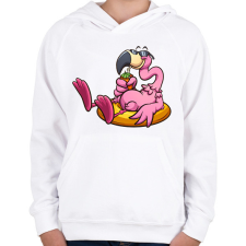 PRINTFASHION Flamingo  - Gyerek kapucnis pulóver - Fehér gyerek pulóver, kardigán