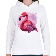 PRINTFASHION flamingo - Női kapucnis pulóver - Fehér női pulóver, kardigán