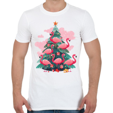 PRINTFASHION Flamingós karácsonyfa - Férfi póló - Fehér férfi póló