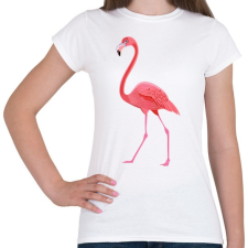 PRINTFASHION Flamingós póló - Női póló - Fehér női póló
