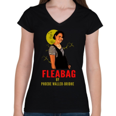 PRINTFASHION FLEABAG - Női V-nyakú póló - Fekete