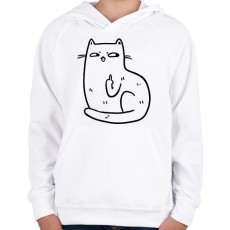 PRINTFASHION Flegma macska - Gyerek kapucnis pulóver - Fehér