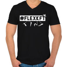 PRINTFASHION #FLEXKFT - Férfi V-nyakú póló - Fekete