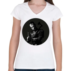 PRINTFASHION Floki - Vikings - Női V-nyakú póló - Fehér