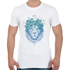 PRINTFASHION Floral lion - Férfi póló - Fehér férfi póló
