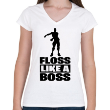 PRINTFASHION Floss Like A Boss - Női V-nyakú póló - Fehér női póló