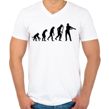 PRINTFASHION Floss tánc evolúció - Férfi V-nyakú póló - Fehér férfi póló