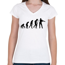 PRINTFASHION Floss tánc evolúció - Női V-nyakú póló - Fehér