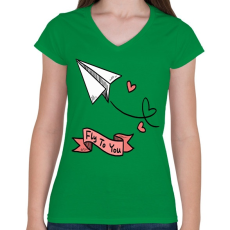 PRINTFASHION Fly to you - Női V-nyakú póló - Zöld