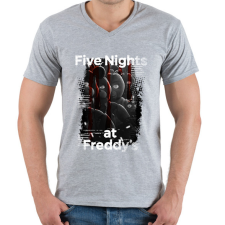 PRINTFASHION FNAF - Férfi V-nyakú póló - Sport szürke férfi póló
