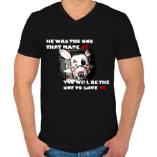 PRINTFASHION fnaf mangle dalszöveggel - Férfi V-nyakú póló - Fekete férfi póló
