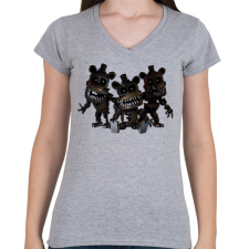 PRINTFASHION Fnaf - Női V-nyakú póló - Sport szürke női póló