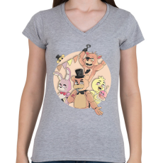 PRINTFASHION Fnaf pasztell színek - Női V-nyakú póló - Sport szürke