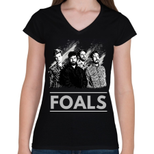 PRINTFASHION FOALS-BW PAINTED - Női V-nyakú póló - Fekete női póló