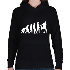 PRINTFASHION Foci Evolúció - Női kapucnis pulóver - Fekete női pulóver, kardigán