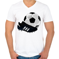 PRINTFASHION Foci - Férfi V-nyakú póló - Fehér férfi póló