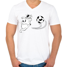 PRINTFASHION Foci - Férfi V-nyakú póló - Fehér férfi póló