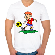 PRINTFASHION Foci - Férfi V-nyakú póló - Fehér férfi póló