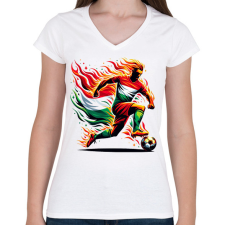 PRINTFASHION Foci - Női V-nyakú póló - Fehér női póló