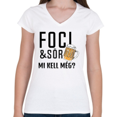 PRINTFASHION Foci Sör - Női V-nyakú póló - Fehér
