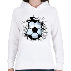 PRINTFASHION Focilabda a falban - Női kapucnis pulóver - Fehér