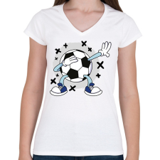 PRINTFASHION Focilabda - Női V-nyakú póló - Fehér női póló