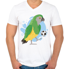 PRINTFASHION Focista papagáj - Férfi V-nyakú póló - Fehér