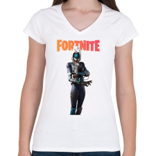 PRINTFASHION Focus Fortnite - Női V-nyakú póló - Fehér női póló