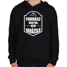 PRINTFASHION FODRÁSZ, NEM VARÁZSLÓ - Gyerek kapucnis pulóver - Fekete