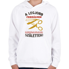 PRINTFASHION Fodrász szülinap december színes - Gyerek kapucnis pulóver - Fehér gyerek pulóver, kardigán