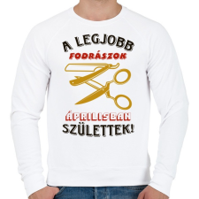 PRINTFASHION Fodrász szülinapja április színes - Férfi pulóver - Fehér férfi pulóver, kardigán