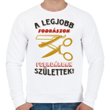 PRINTFASHION Fodrász szülinapja február színes - Férfi pulóver - Fehér férfi pulóver, kardigán