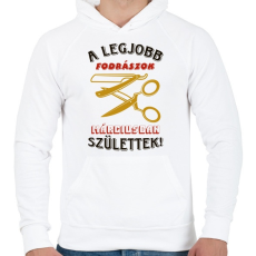 PRINTFASHION Fodrász szülinapja március színes - Férfi kapucnis pulóver - Fehér