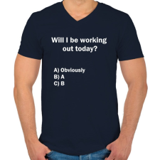 PRINTFASHION Fogok én ma edzeni? - Férfi V-nyakú póló - Sötétkék férfi póló