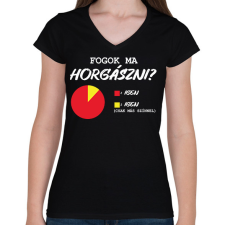 PRINTFASHION Fogok ma horgászni? - Női V-nyakú póló - Fekete női póló