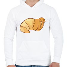 PRINTFASHION Fóka croassiant - Férfi kapucnis pulóver - Fehér férfi pulóver, kardigán